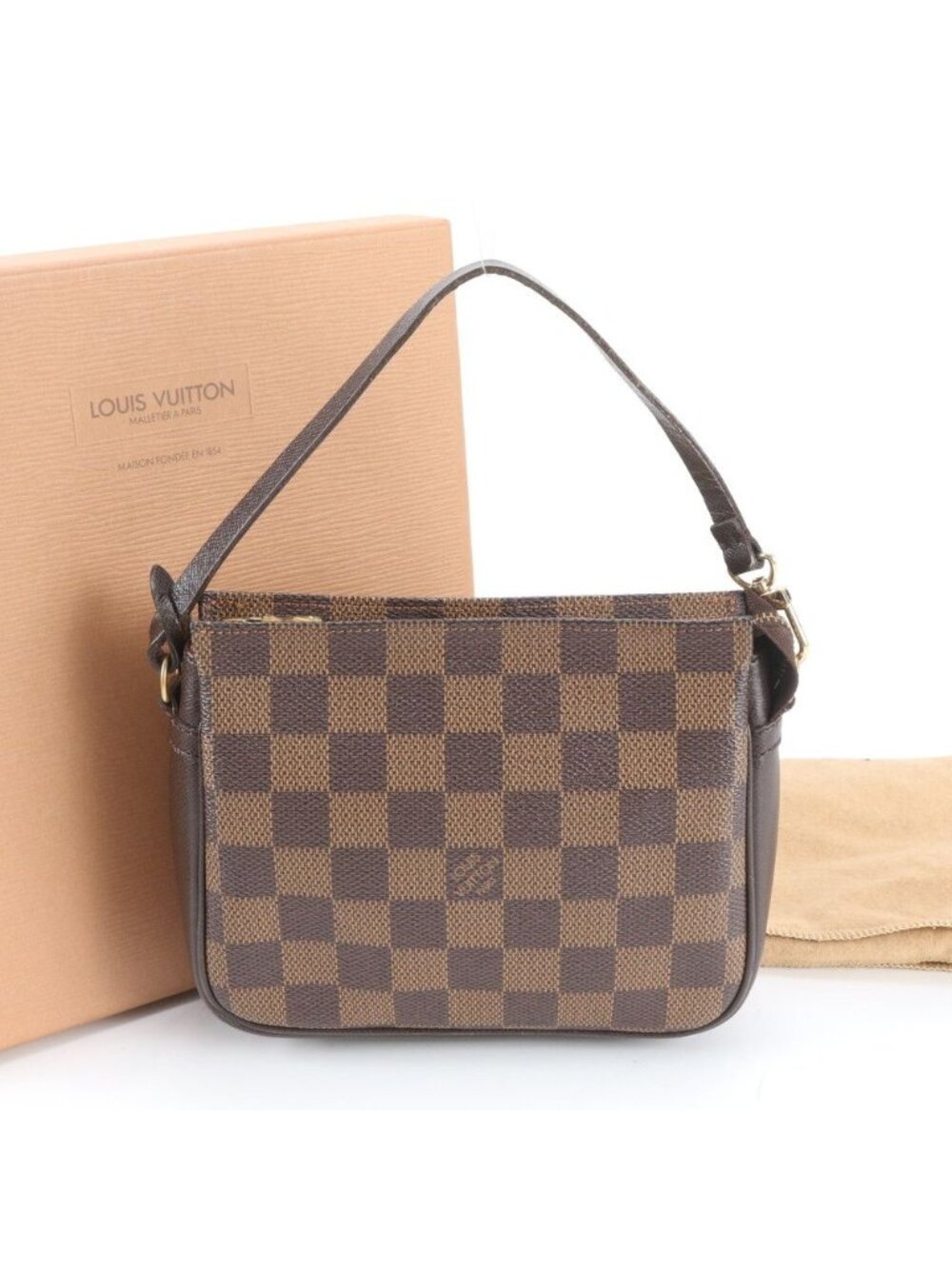 Louis Vuitton Damier Trousse Makeup Leather Handbag Tote